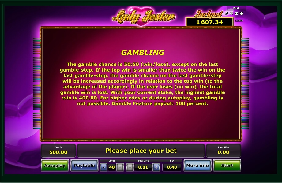 lady jester slot machine detail image 1