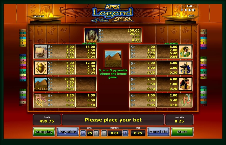 legend of the sphinx slot machine detail image 2