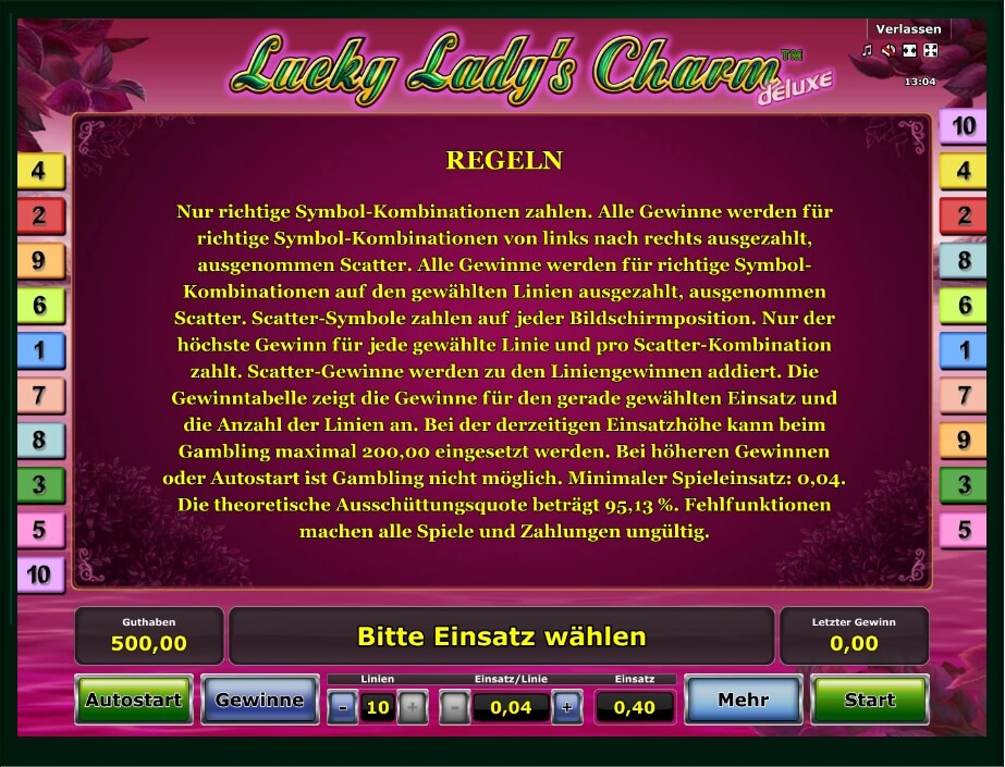 lucky ladys charm deluxe 6 slot machine detail image 0