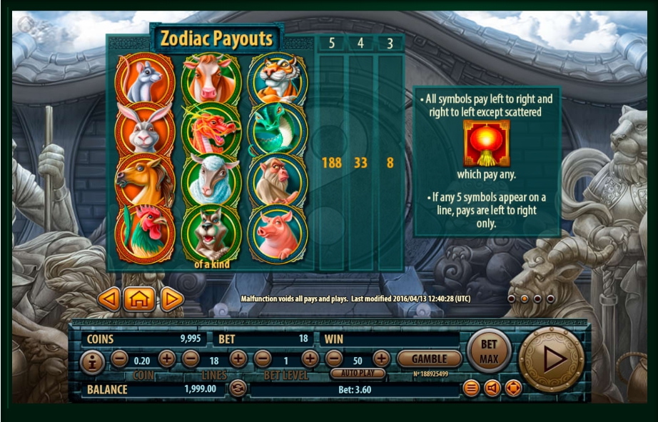 12 zodiacs slot machine detail image 2