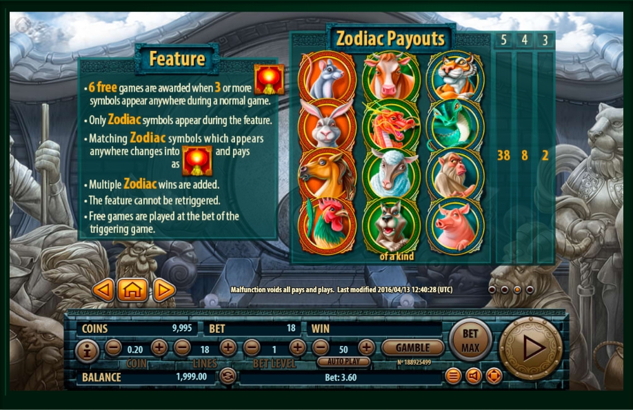 12 zodiacs slot machine detail image 1