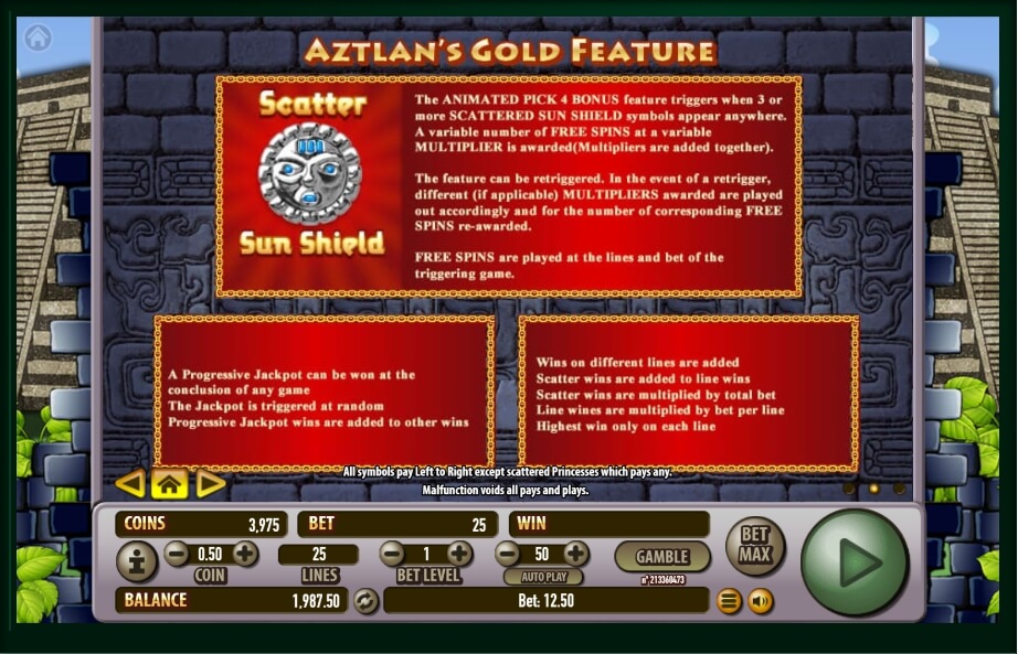 aztlans gold slot machine detail image 1