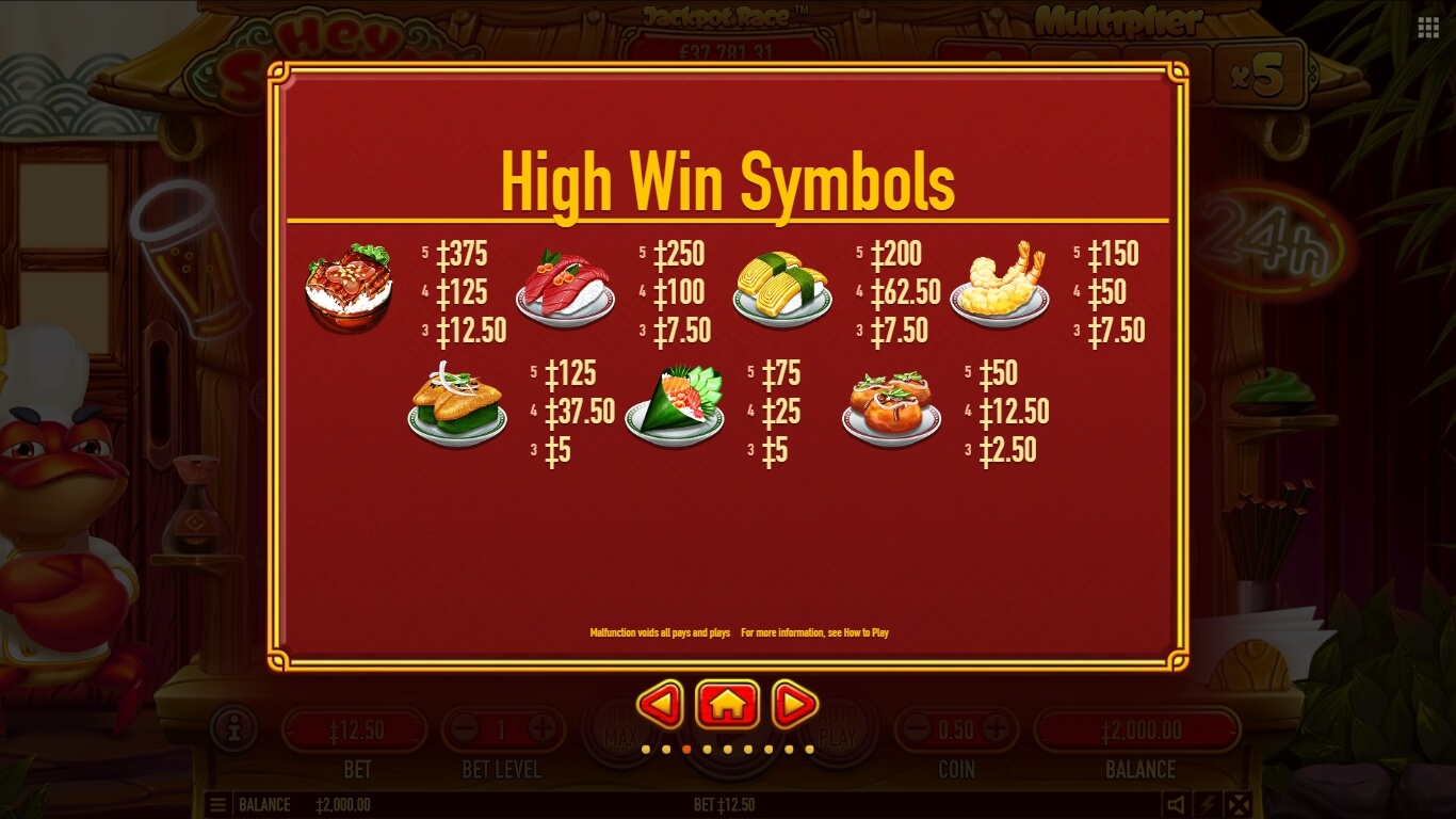 hey sushi slot machine detail image 2