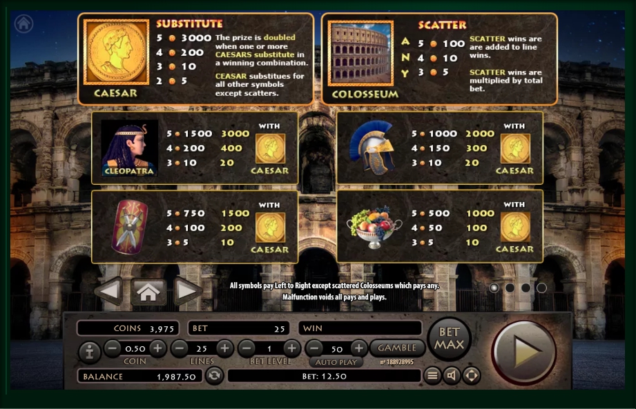 roman empire slot machine detail image 3