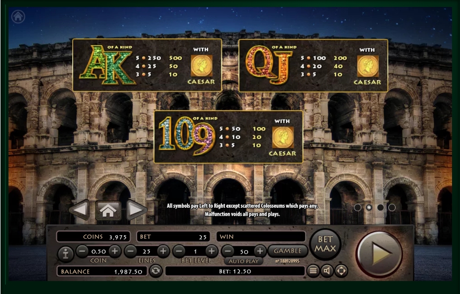 roman empire slot machine detail image 2