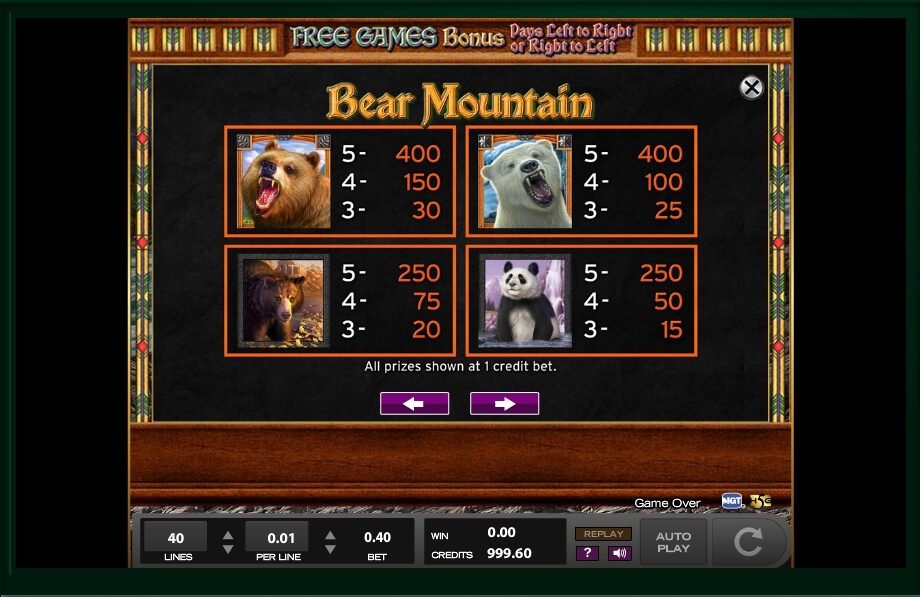 bear mountain slot machine detail image 16