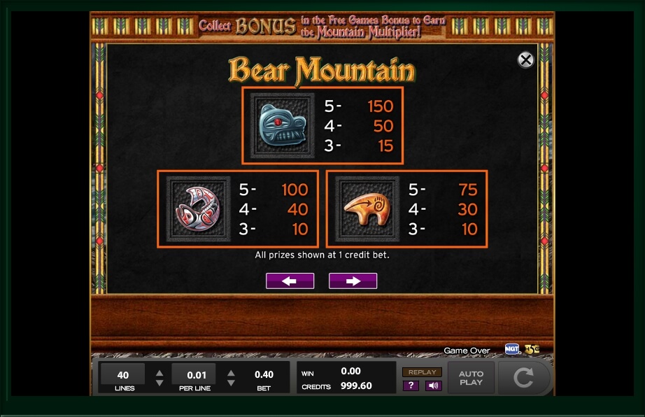 bear mountain slot machine detail image 15