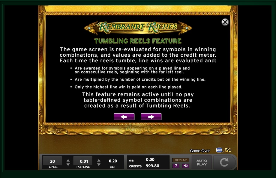 rembrandt riches slot machine detail image 13