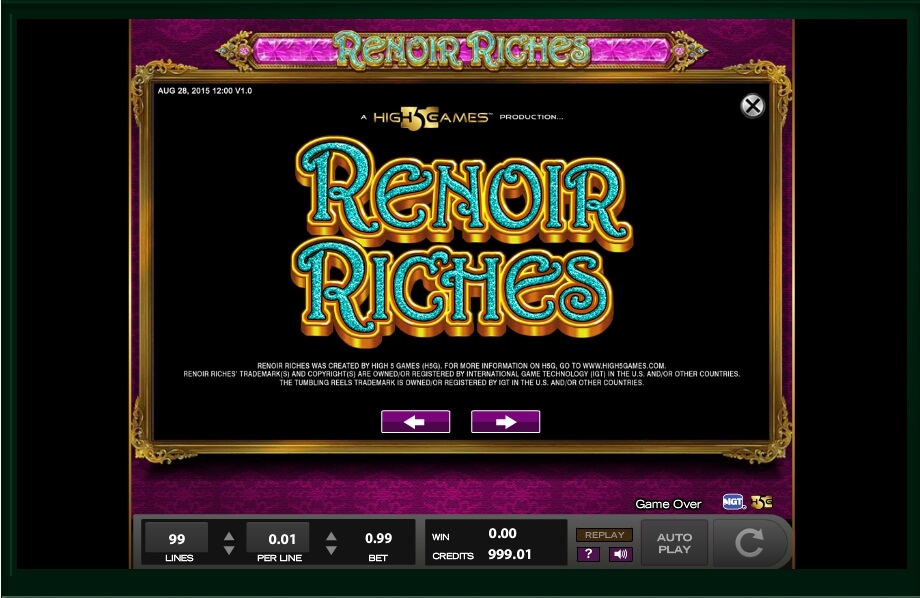 renoir riches slot machine detail image 8