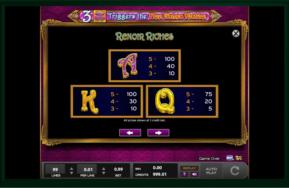 renoir riches slot machine detail image 1