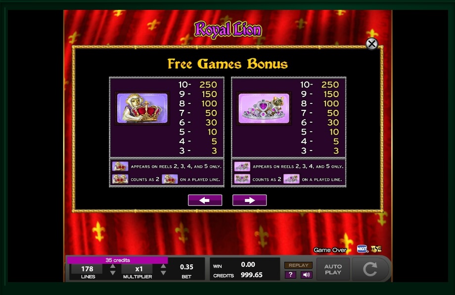 royal lion slot machine detail image 5