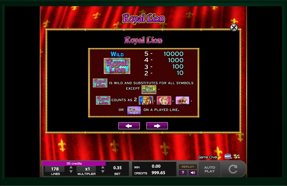 royal lion slot machine detail image 2