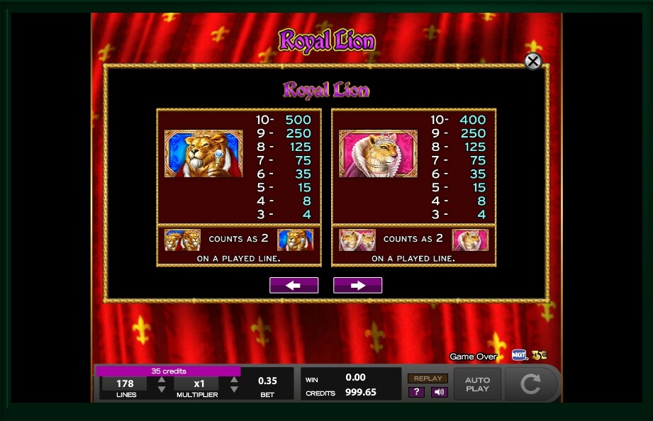 royal lion slot machine detail image 1
