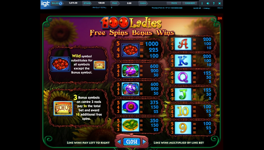 100 ladies slot machine detail image 2