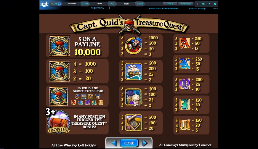 capt quids treasure quest slot machine detail image 4