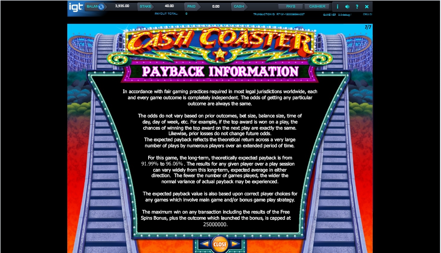 cash coaster slot machine detail image 0