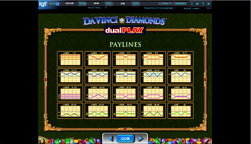 da vinci diamonds dual play slot machine detail image 3