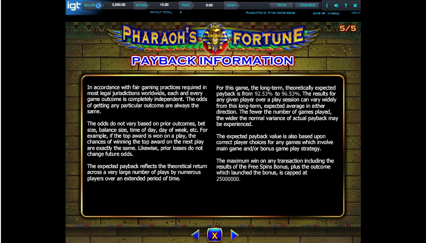 pharaoh’s fortune slot machine detail image 0