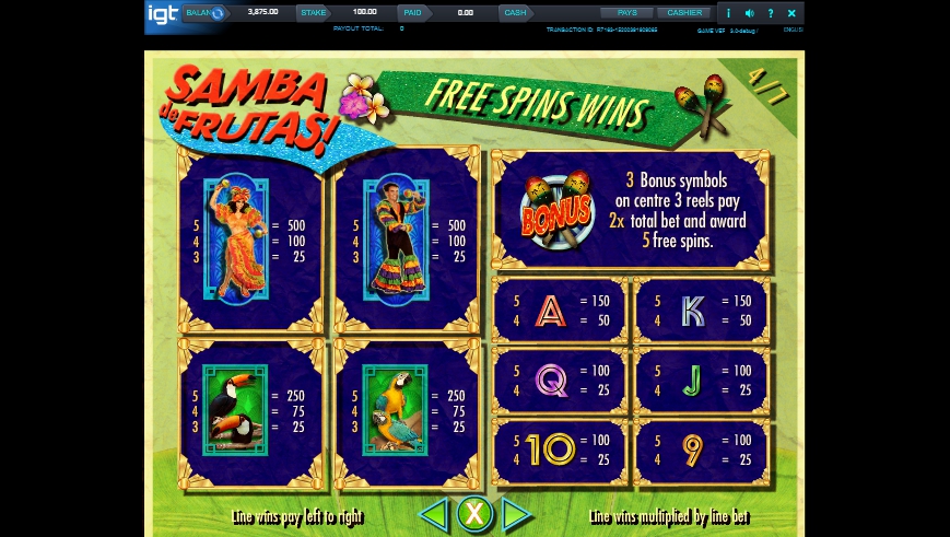 samba de frutas slot machine detail image 3