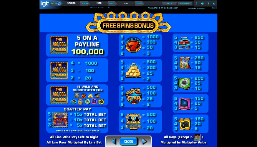 the 100,000 pyramid slot machine detail image 2