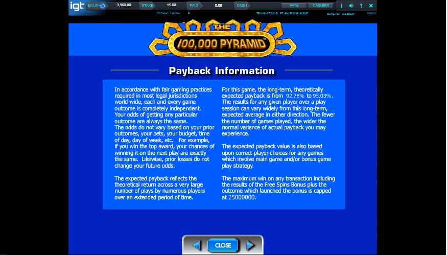 the 100,000 pyramid slot machine detail image 0