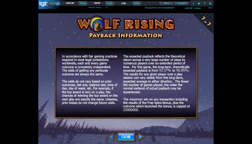 wolf rising slot machine detail image 0