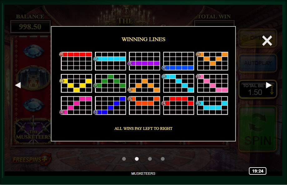 the musketeers slot machine detail image 2