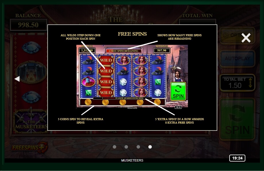 the musketeers slot machine detail image 0