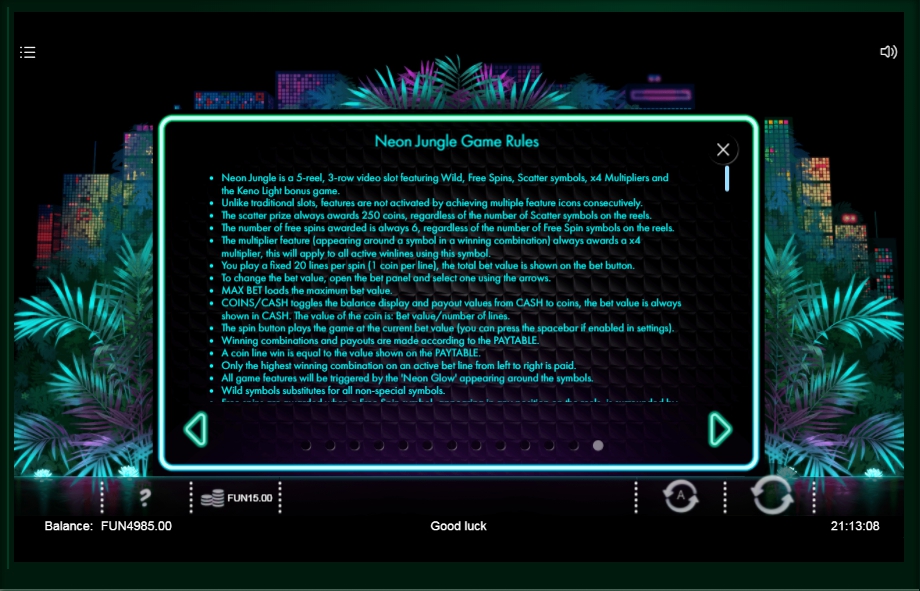 neon jungle slot machine detail image 8