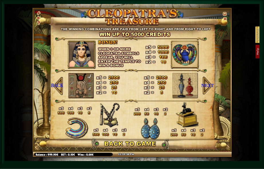 cleopatra treasure slot machine detail image 1
