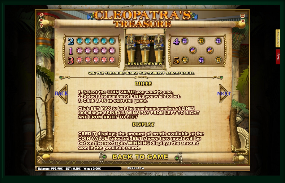 cleopatra treasure slot machine detail image 0