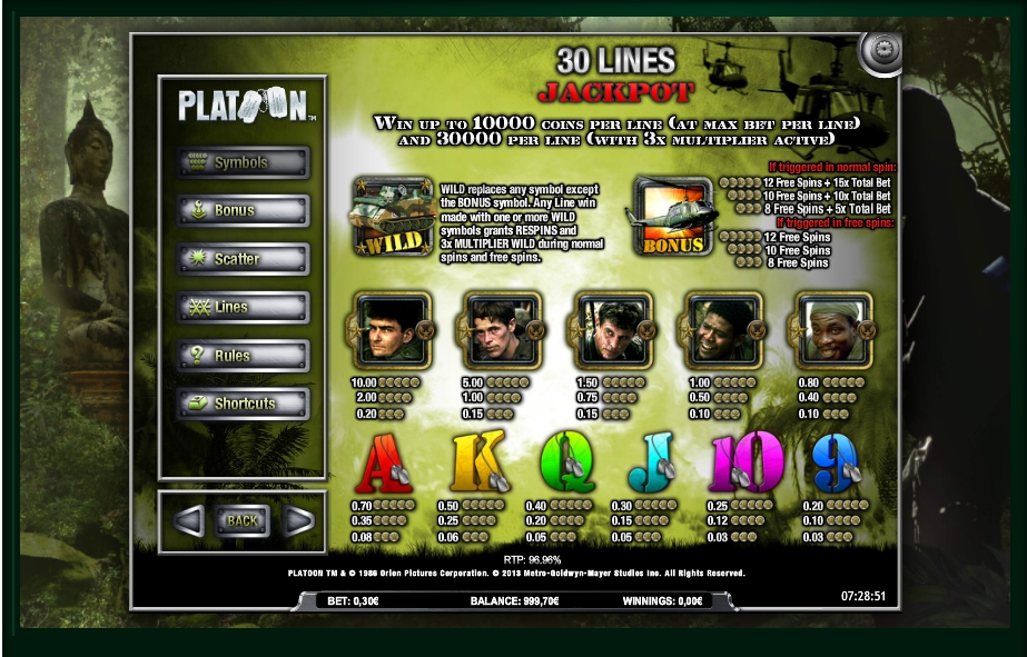 platoon wild slot machine detail image 10