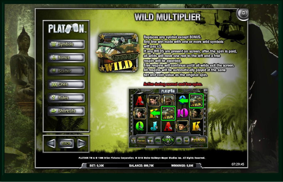 platoon wild slot machine detail image 8
