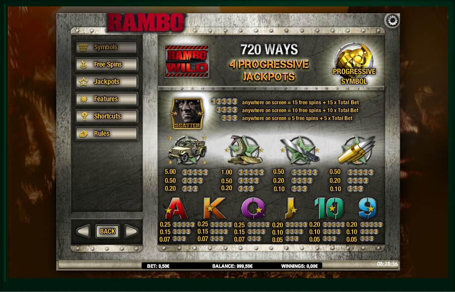 rambo slot machine detail image 5