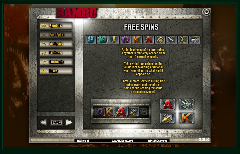 rambo slot machine detail image 4