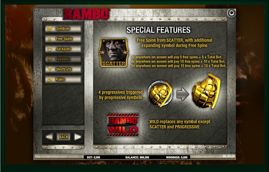 rambo slot machine detail image 2