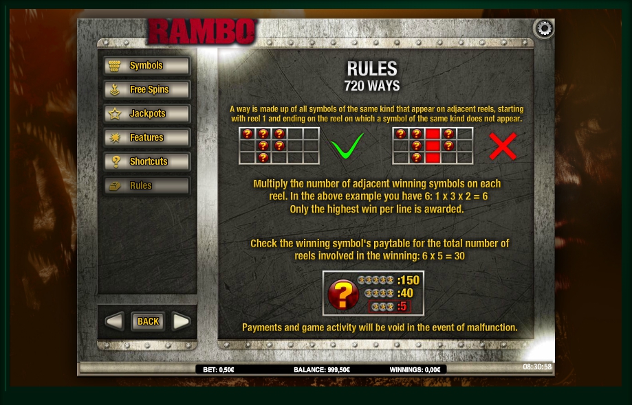 rambo slot machine detail image 0