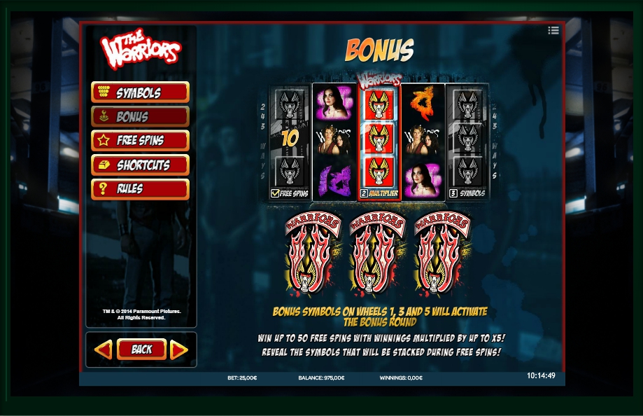the warriors slot machine detail image 3