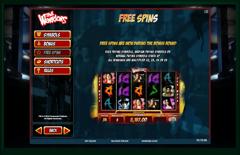 the warriors slot machine detail image 2
