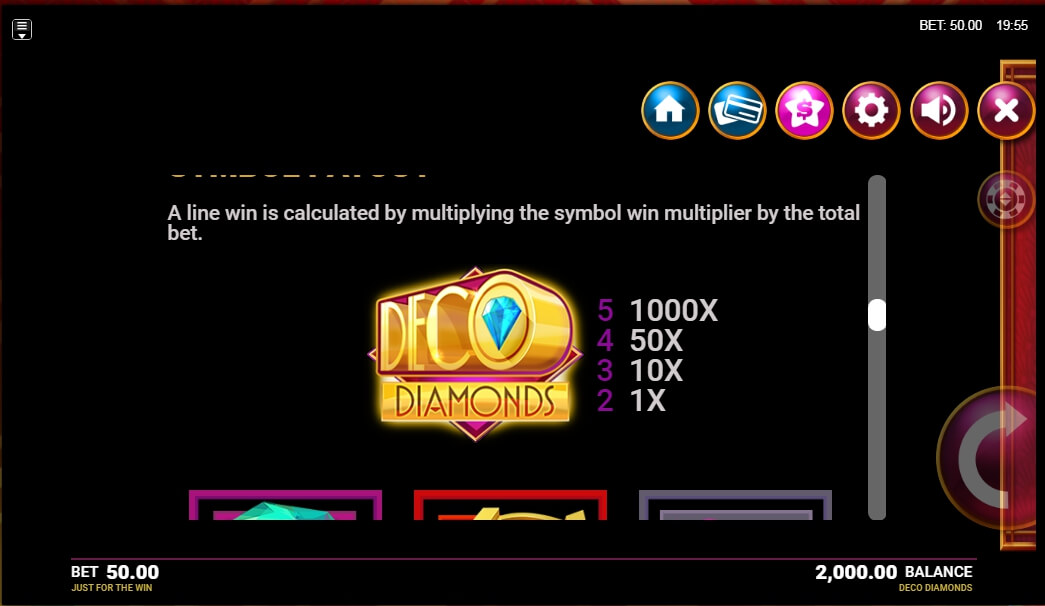 deco diamonds slot machine detail image 4