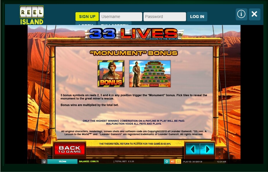 33 lives slot machine detail image 0