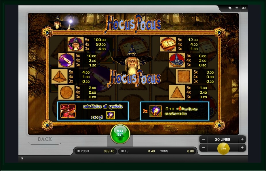hocus pocus slot machine detail image 0