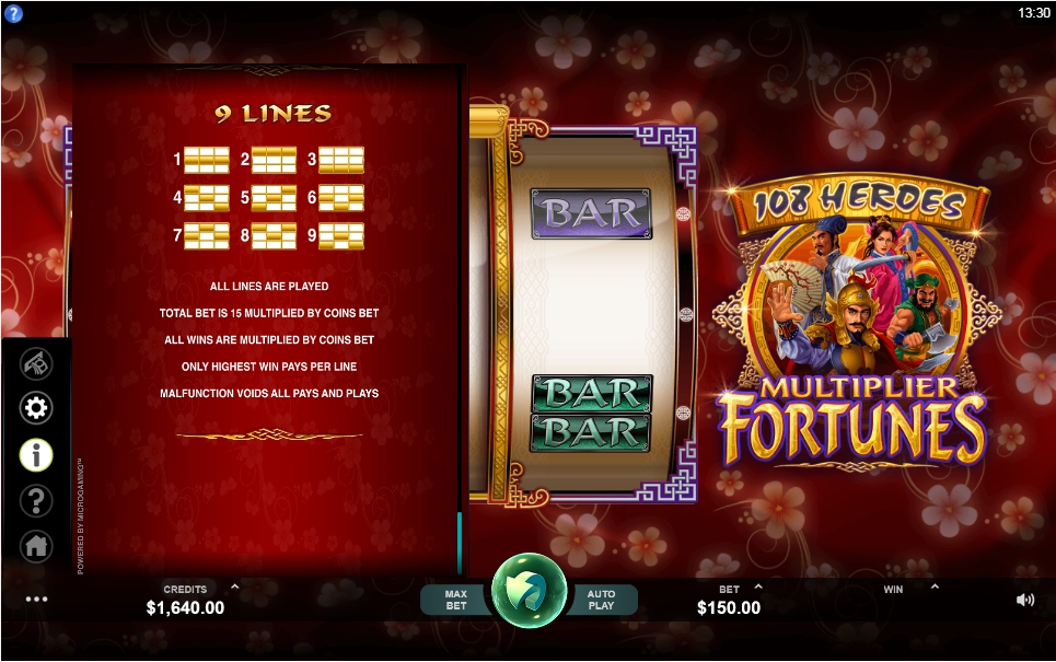108 heroes multiplier fortunes slot machine detail image 0