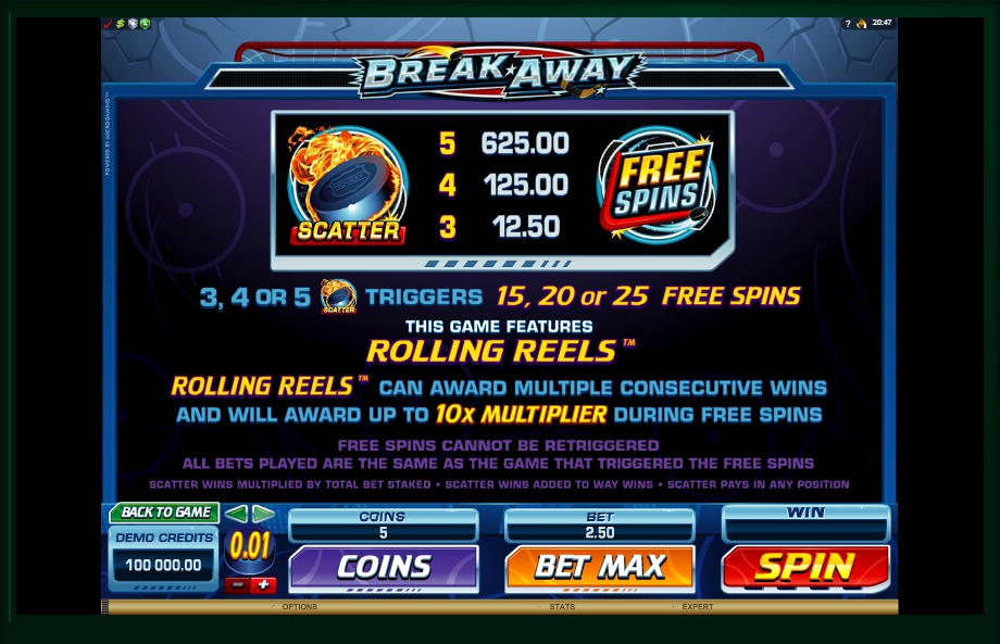 break away slot machine detail image 2