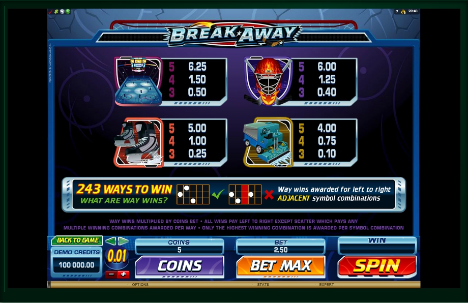 break away slot machine detail image 0