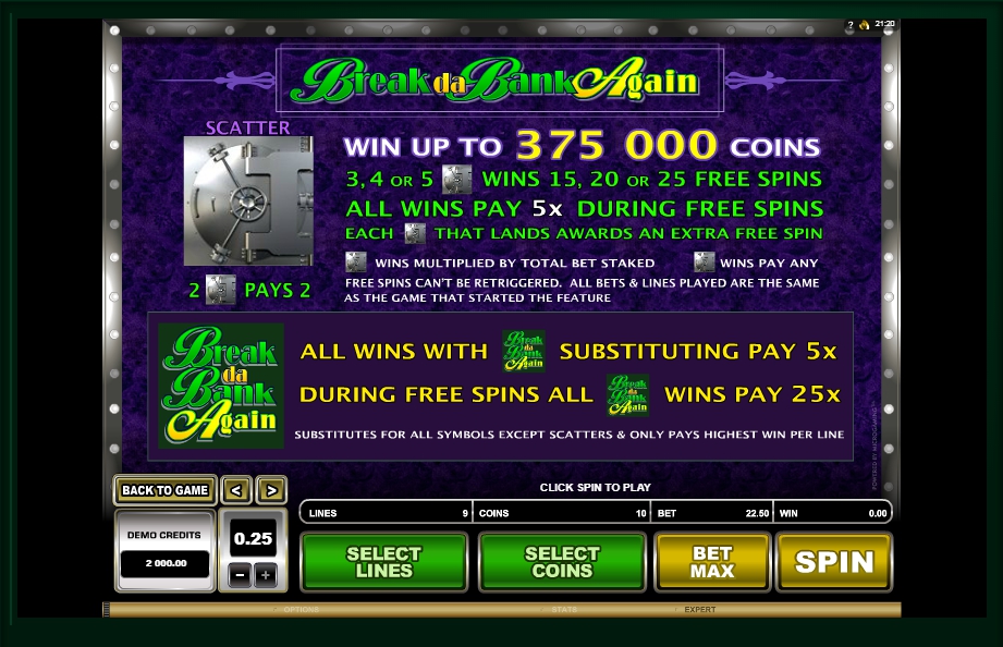 break da bank again slot machine detail image 2