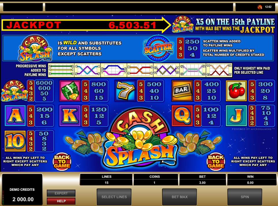 cash splash 5 reel slot machine detail image 0