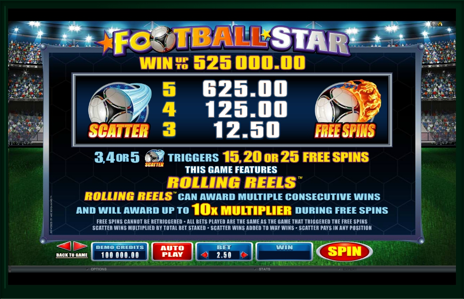 football star slot machine detail image 2