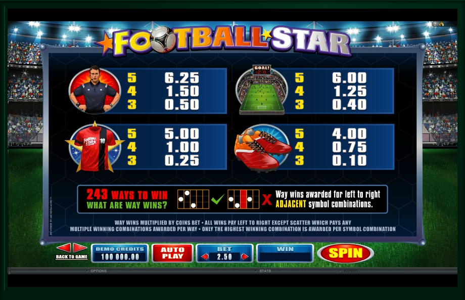 football star slot machine detail image 0