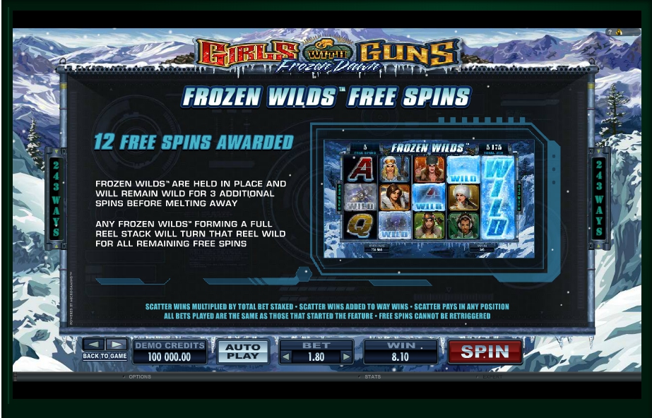 girls with guns frozen dawn slot machine detail image 5